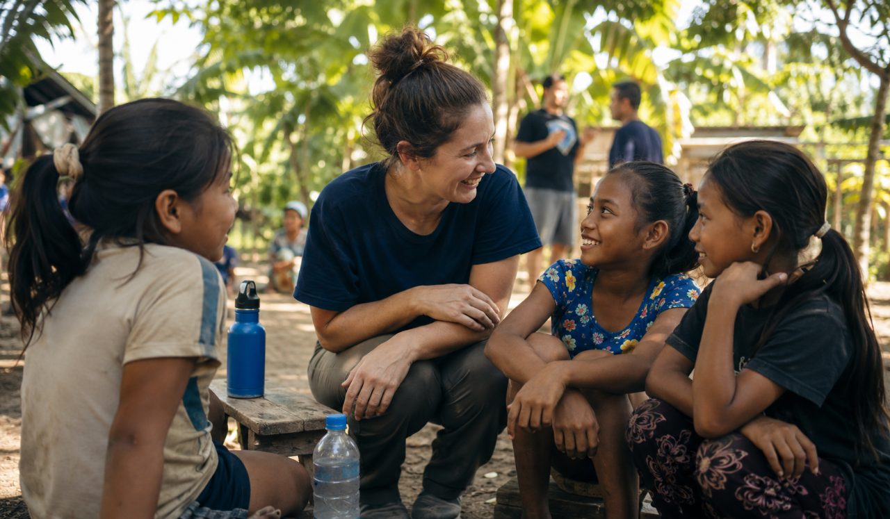 Volunteer with children