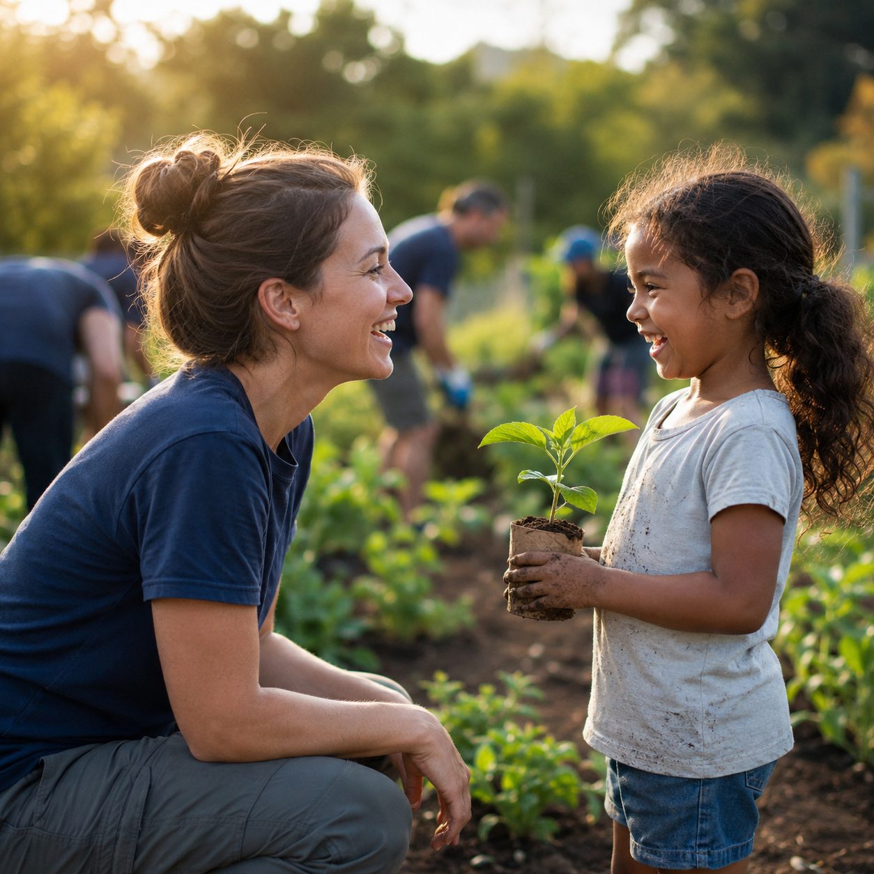 Volunteer with child